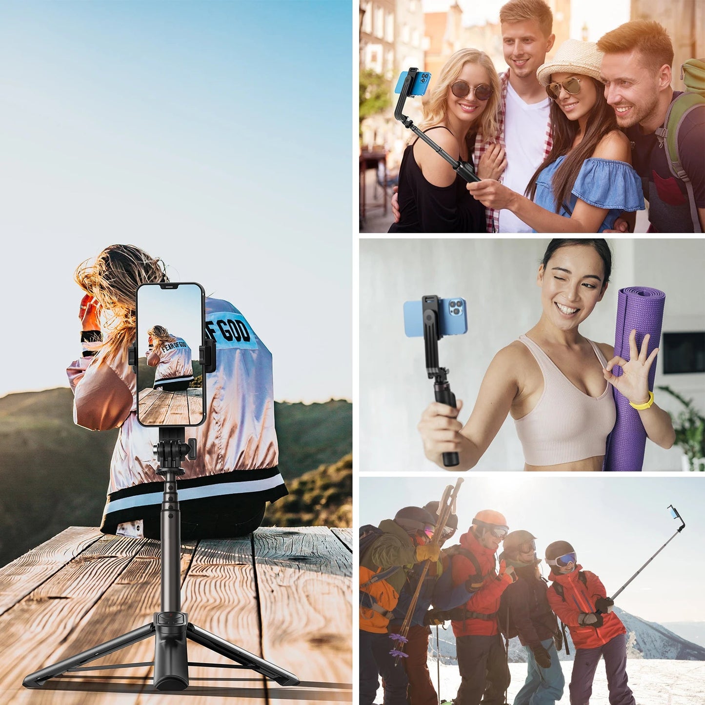 TELESIN Portable Selfie Stick & Tripod with Bluetooth Remote