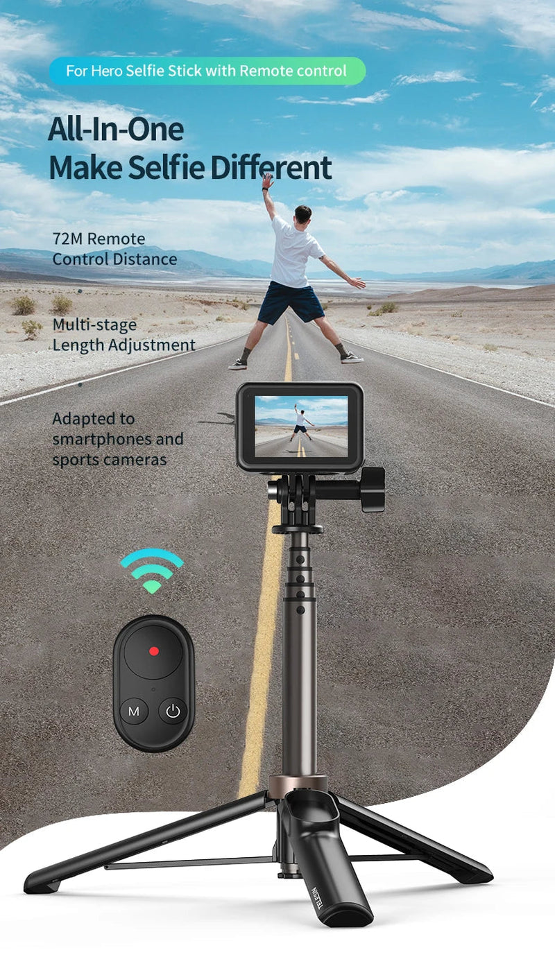 TELESIN Portable Selfie Stick & Tripod with Bluetooth Remote