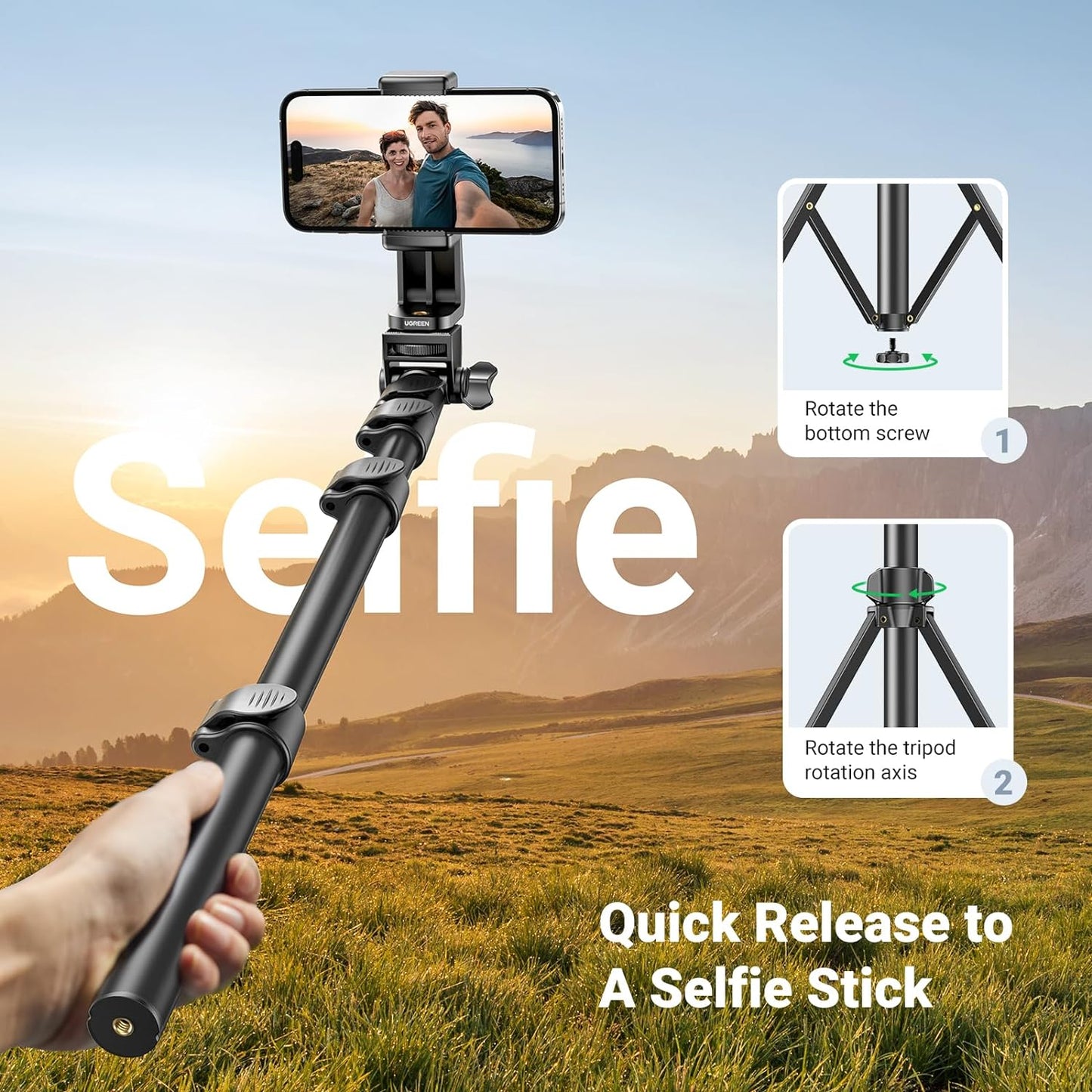 UGREEN Selfie Stick Tripod with Bluetooth Remote 15609